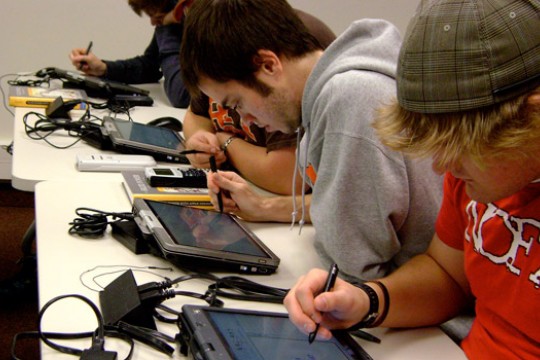 Students working in class
