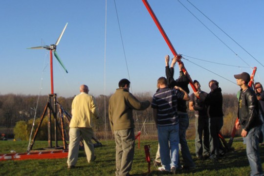 Students assembling machine
