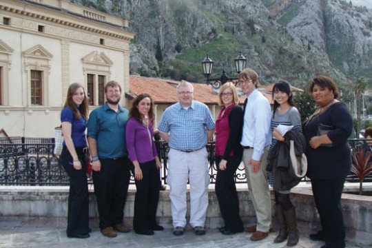 People posing for camera