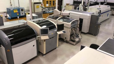 Interior view of the Center for Electronics Manufacturing and Assembly, showing the equipment available in the facility.