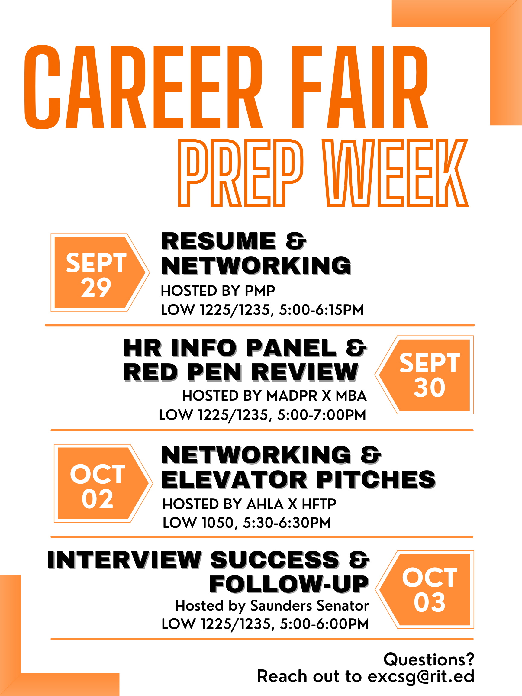 Saunders College of Business Career Prep Week flyer