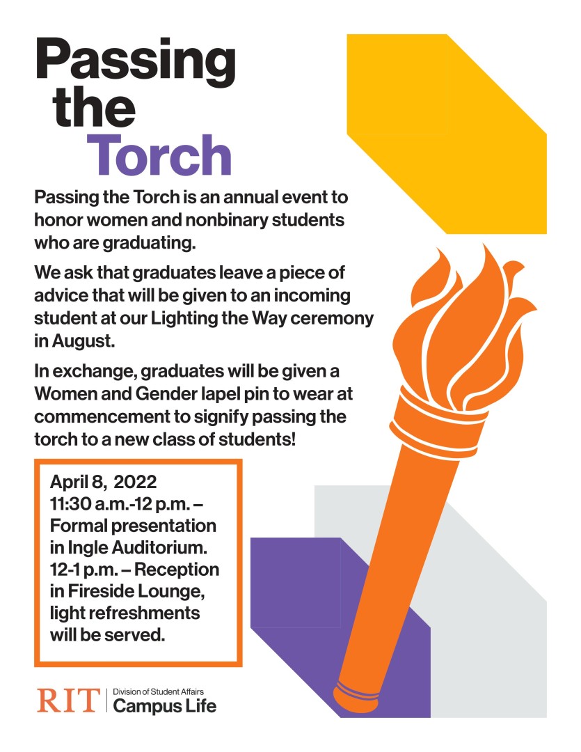 Flyer with an orange torch and the title Passing the Torch.