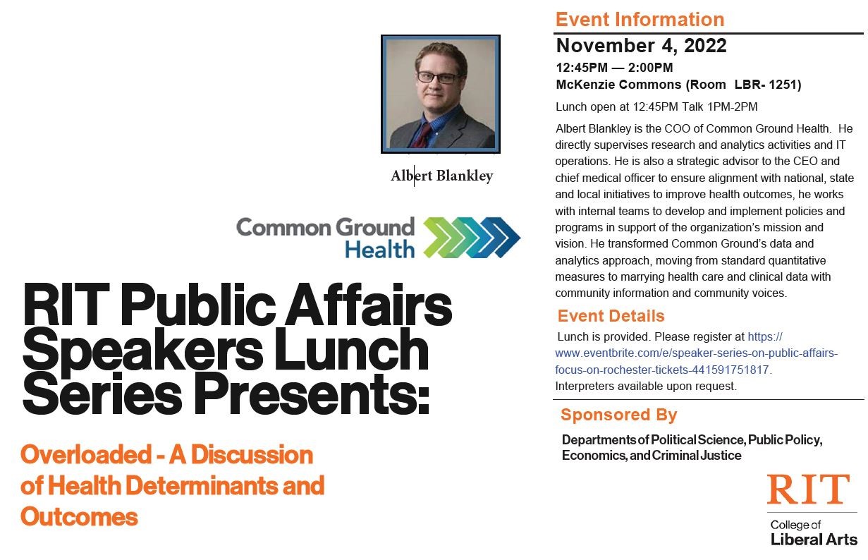 White background with information regarding the RIT Public Affairs Speakers Lunch Series