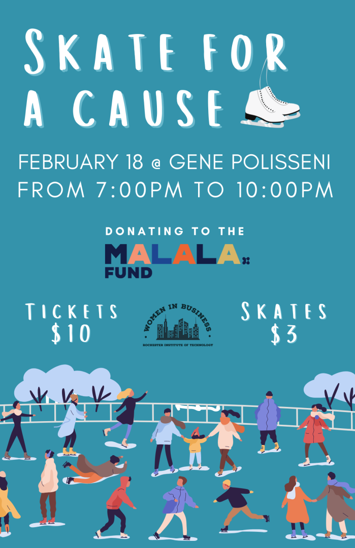 Skate for a Cause - image contains event details and images of ice skating.