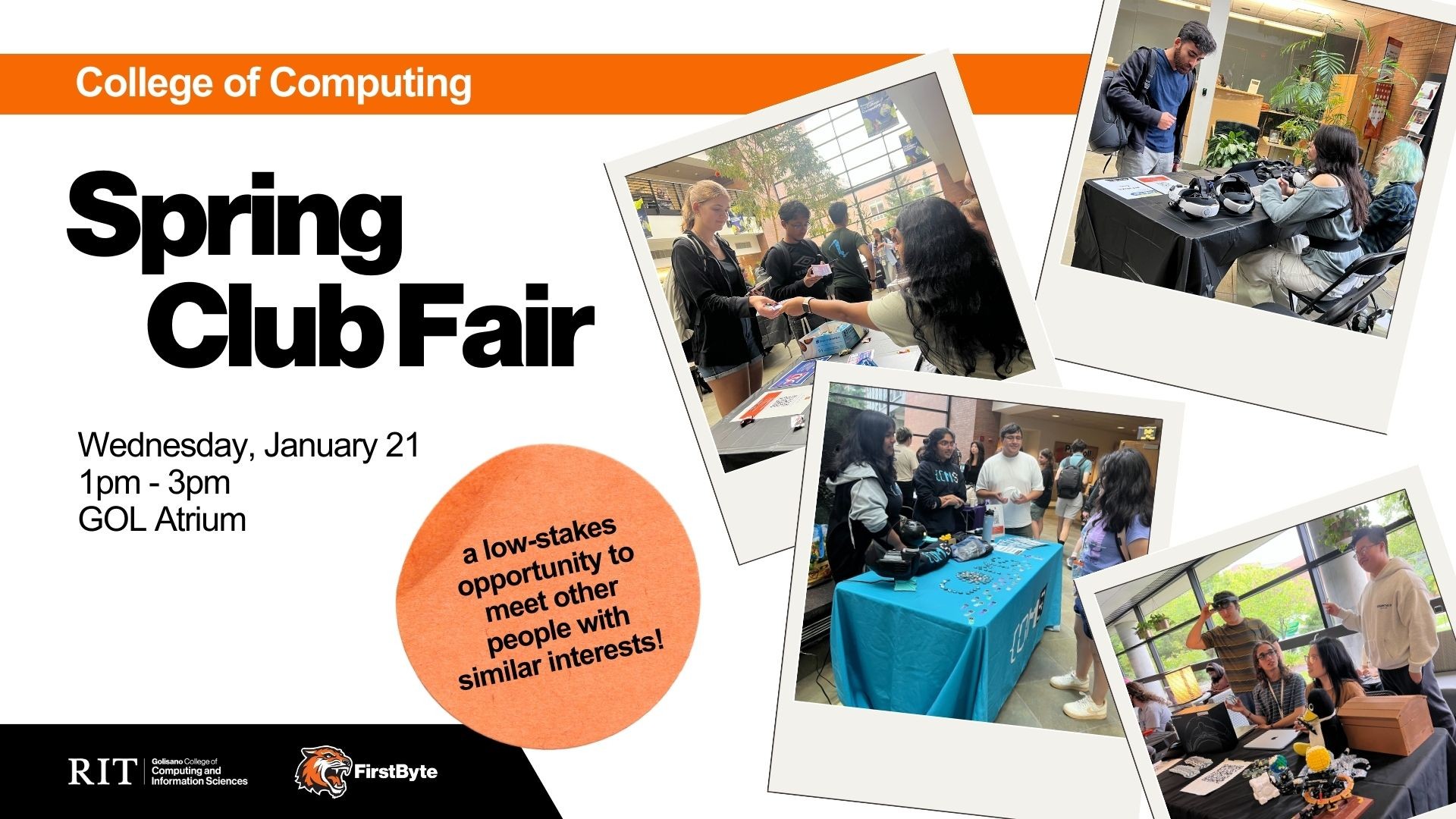 FirstByte College of Computing Spring Club Fair with photos from fall club fair