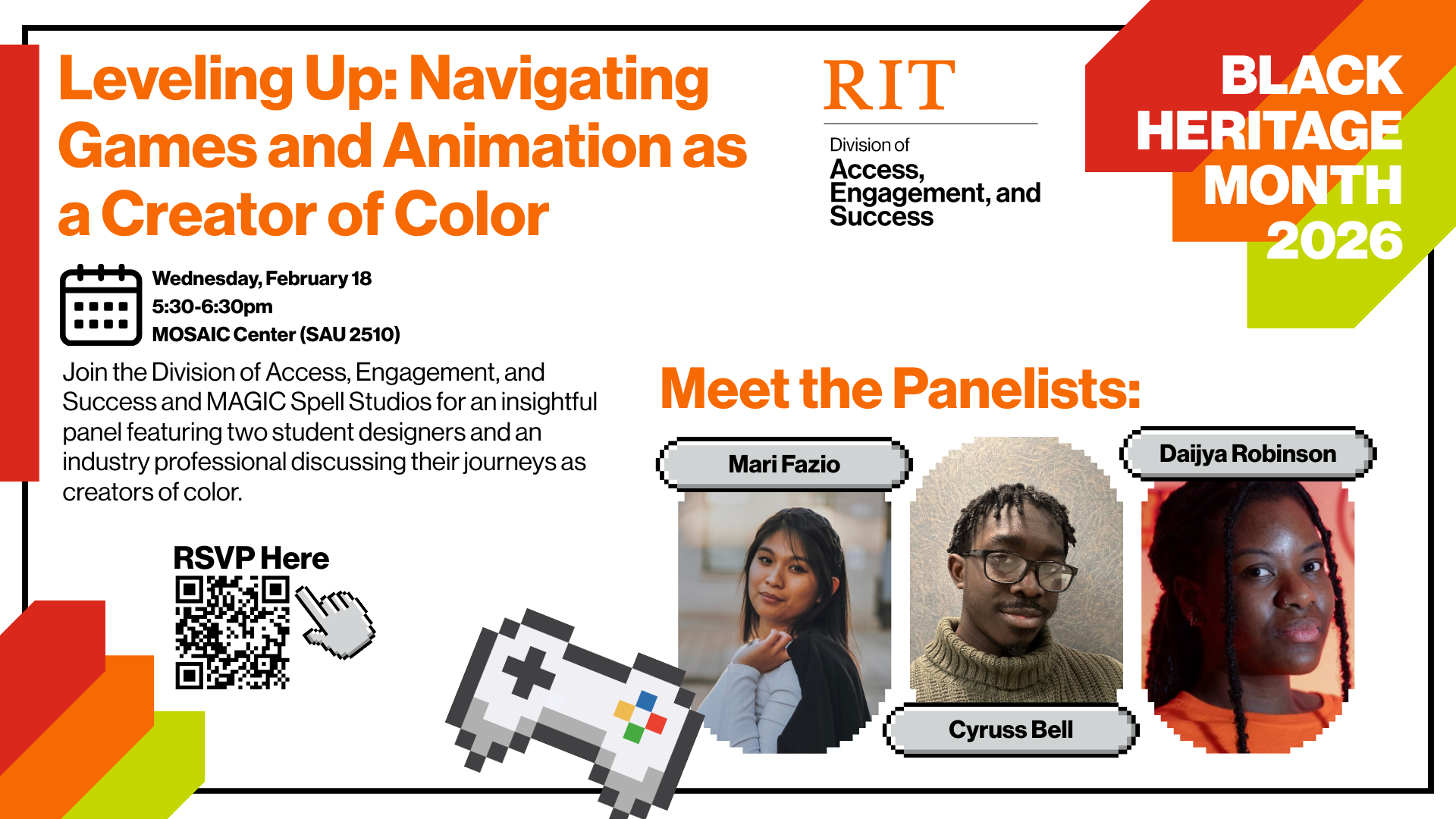 Graphic header with headshots of panelists 