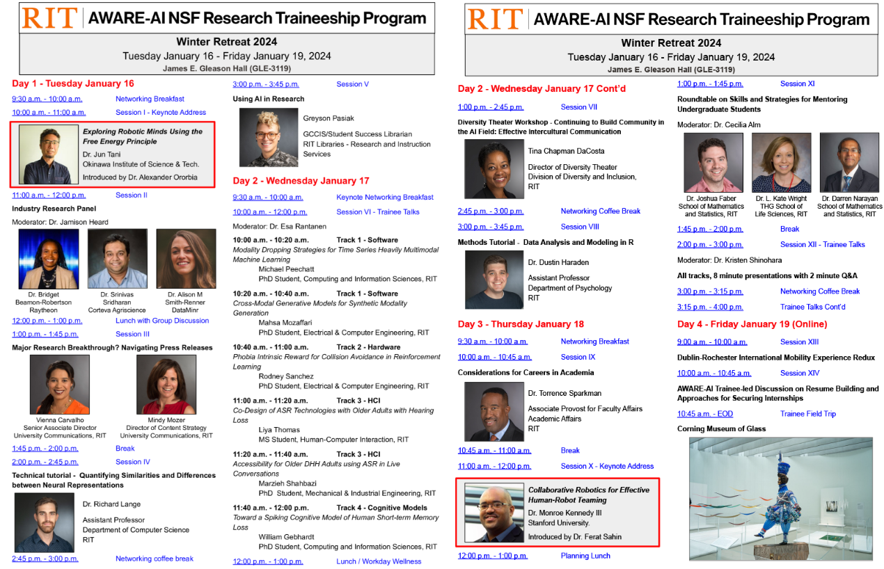 AWARE-AI Winter Retreat schedule