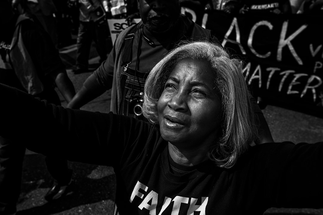 A woman at a protest.