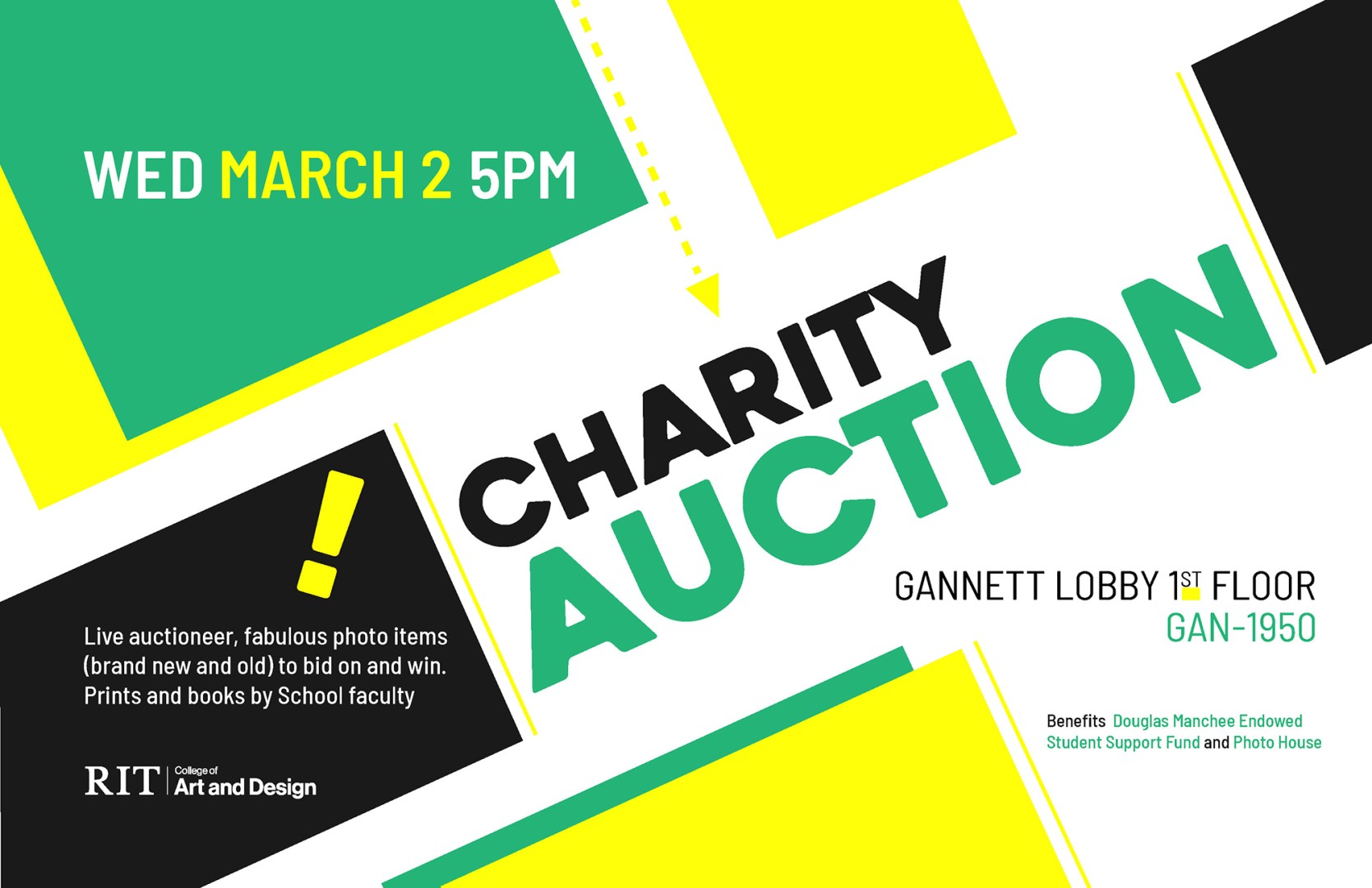 A graphic promoting a charity auction.