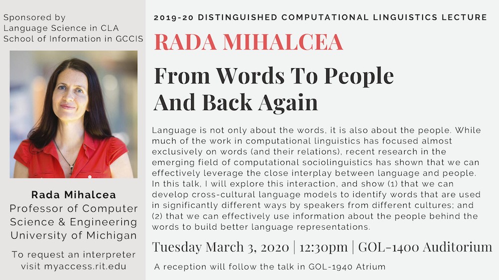 Computational Linguistics Talk Flyer