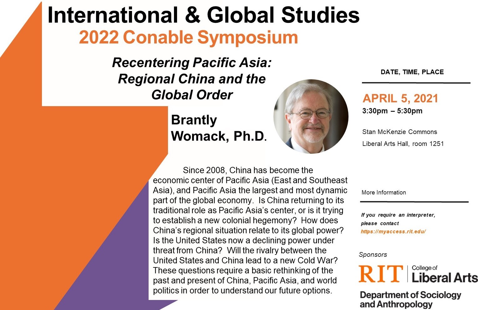 An image including the presentation description, photo and abstract.