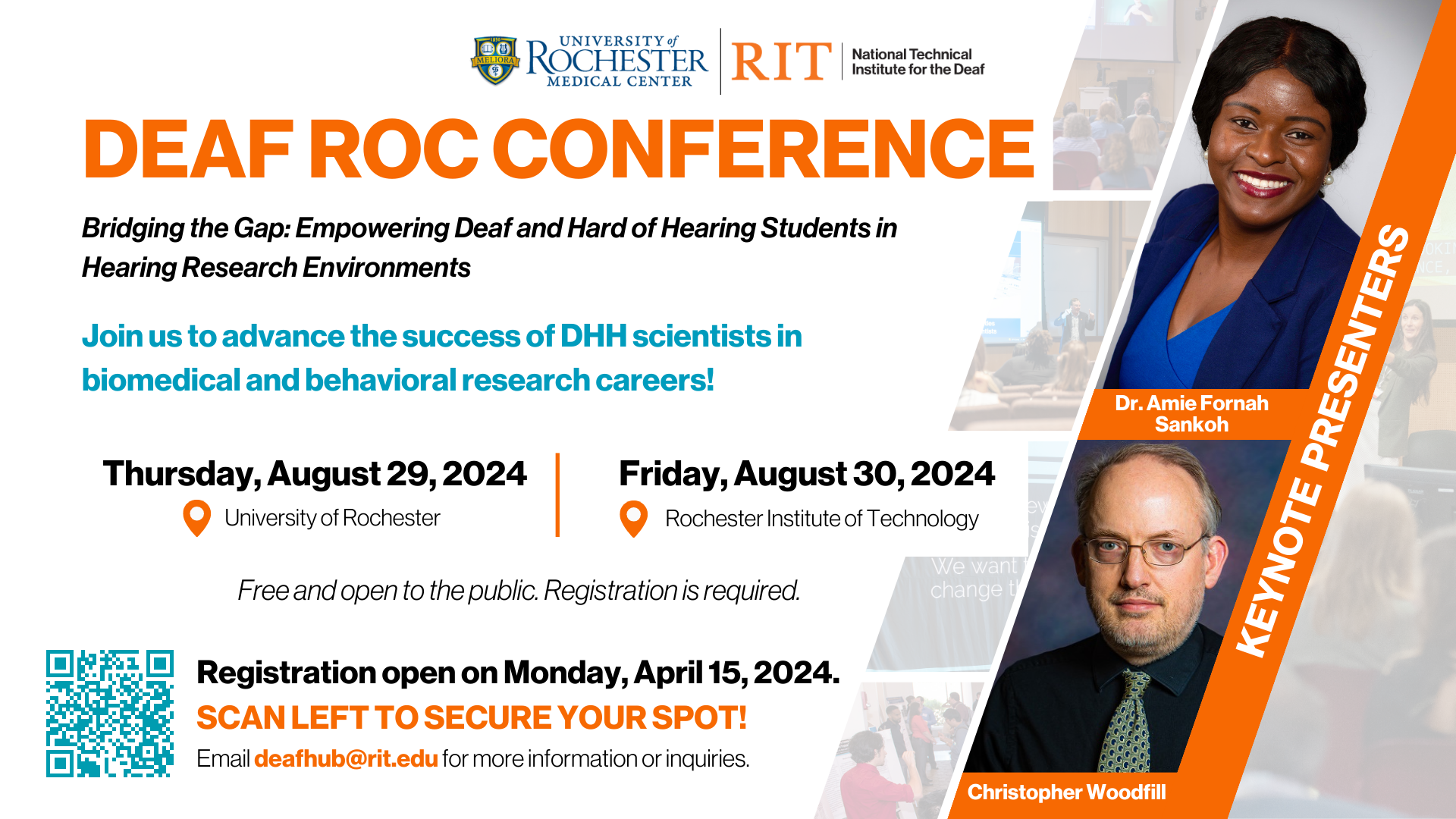 Deaf ROC conference features two keynote presenters, Dr. Amie Fornah Sankoh and Christopher Woodfill on Friday, August 30, 2024.