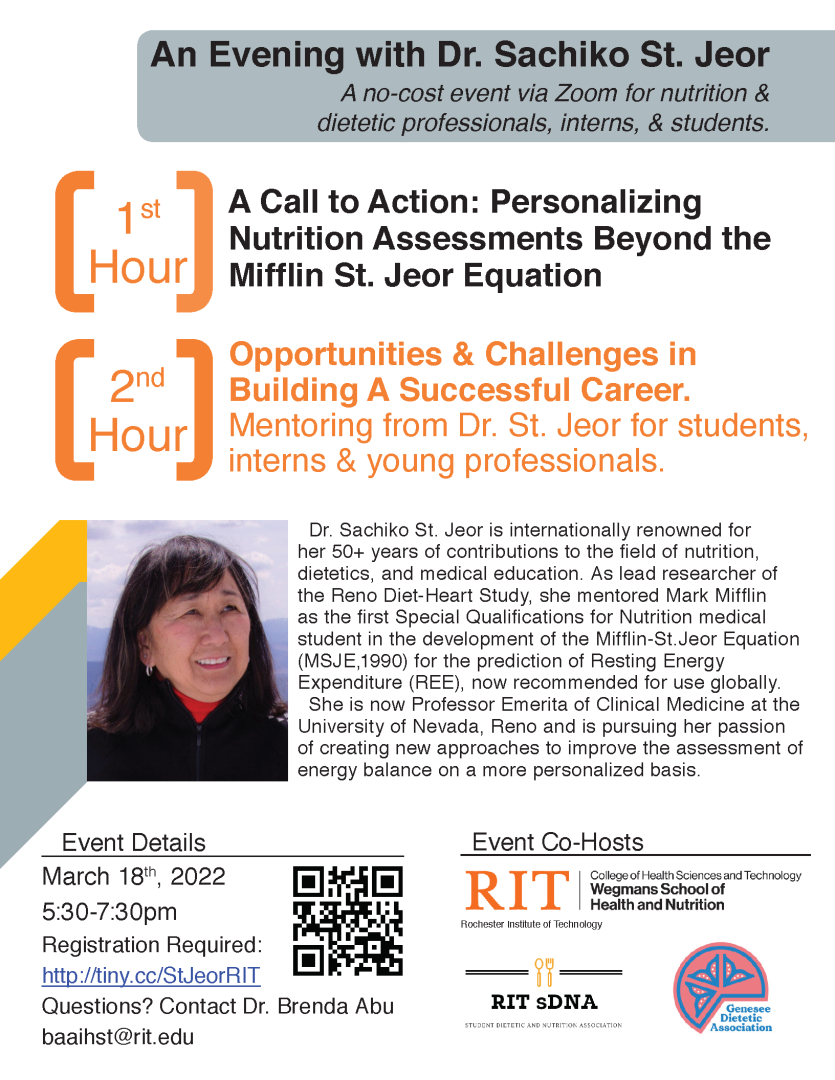 Event flyer for Dr. St Jeor presentation 