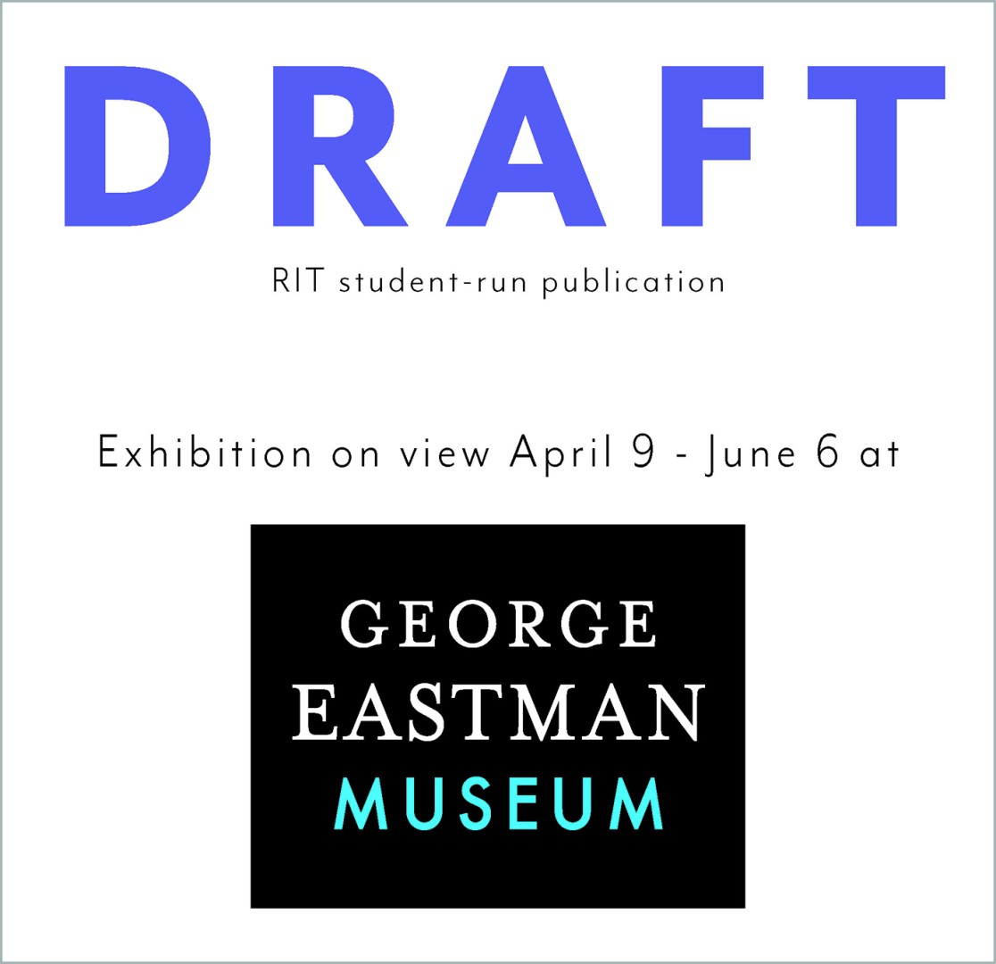 A text graphic for the exhibition opening of Draft.