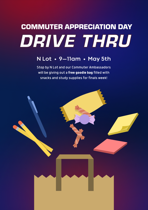 Commuter Appreciation Day Drive Thru, N Lot, 9-11 a.m., May 5, 2021