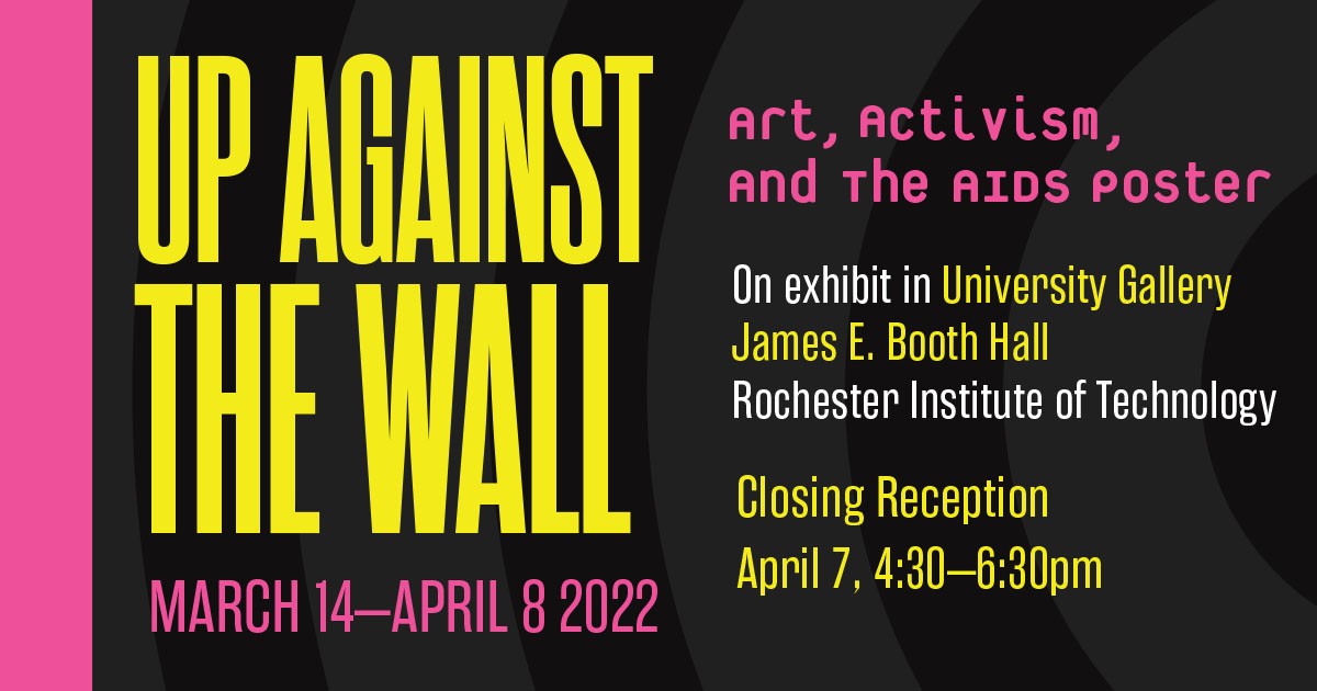 A graphic promoting the Up Against the Wall exhibition.