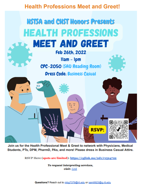 Join us for the Health Professional Meet & Greet to network with Physicians, Medical Students, PTs, DPM, PharmD, PAs, and more!