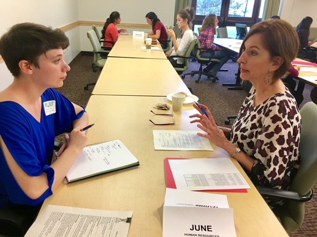 student having a resume reviewed