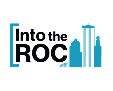 A photo of Into the Roc logo which shows a city scape of Rochester.