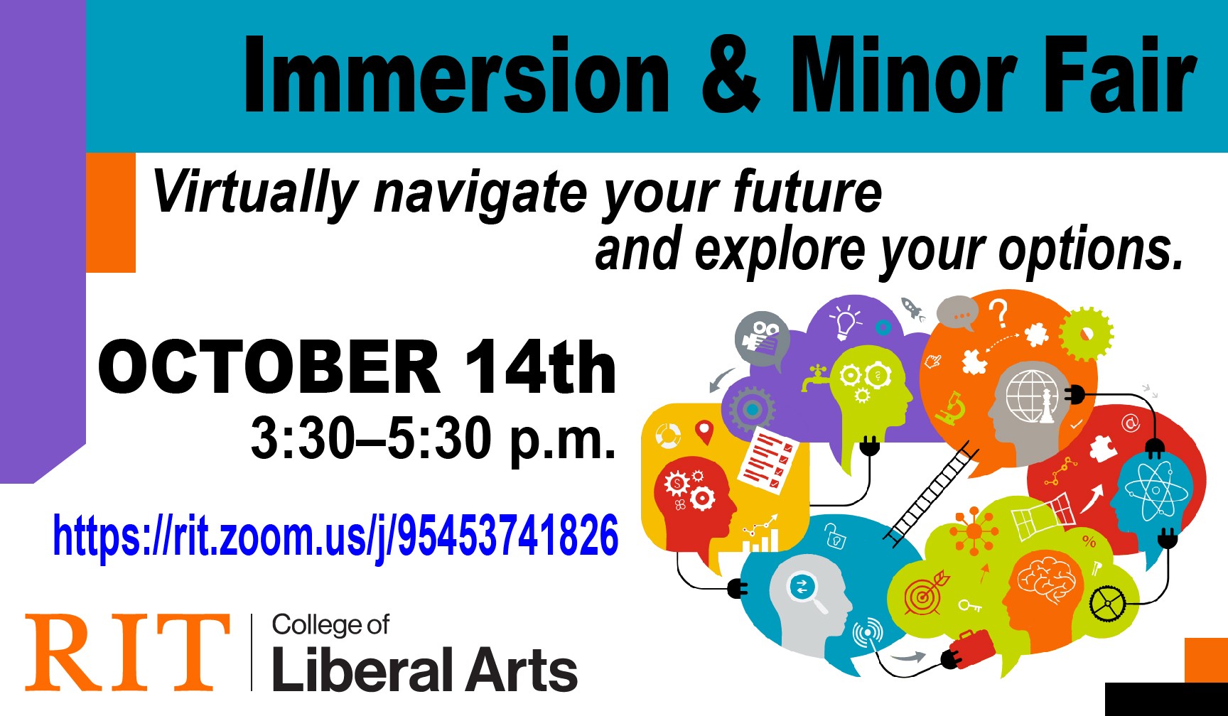 Immersion & Minor Fair, virtually navigate your future and explore your options. October 14, 2020 3:30-5:30 p.m.