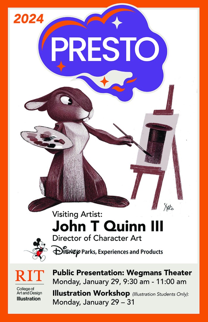 A graphic with a bunny painting at an easel.