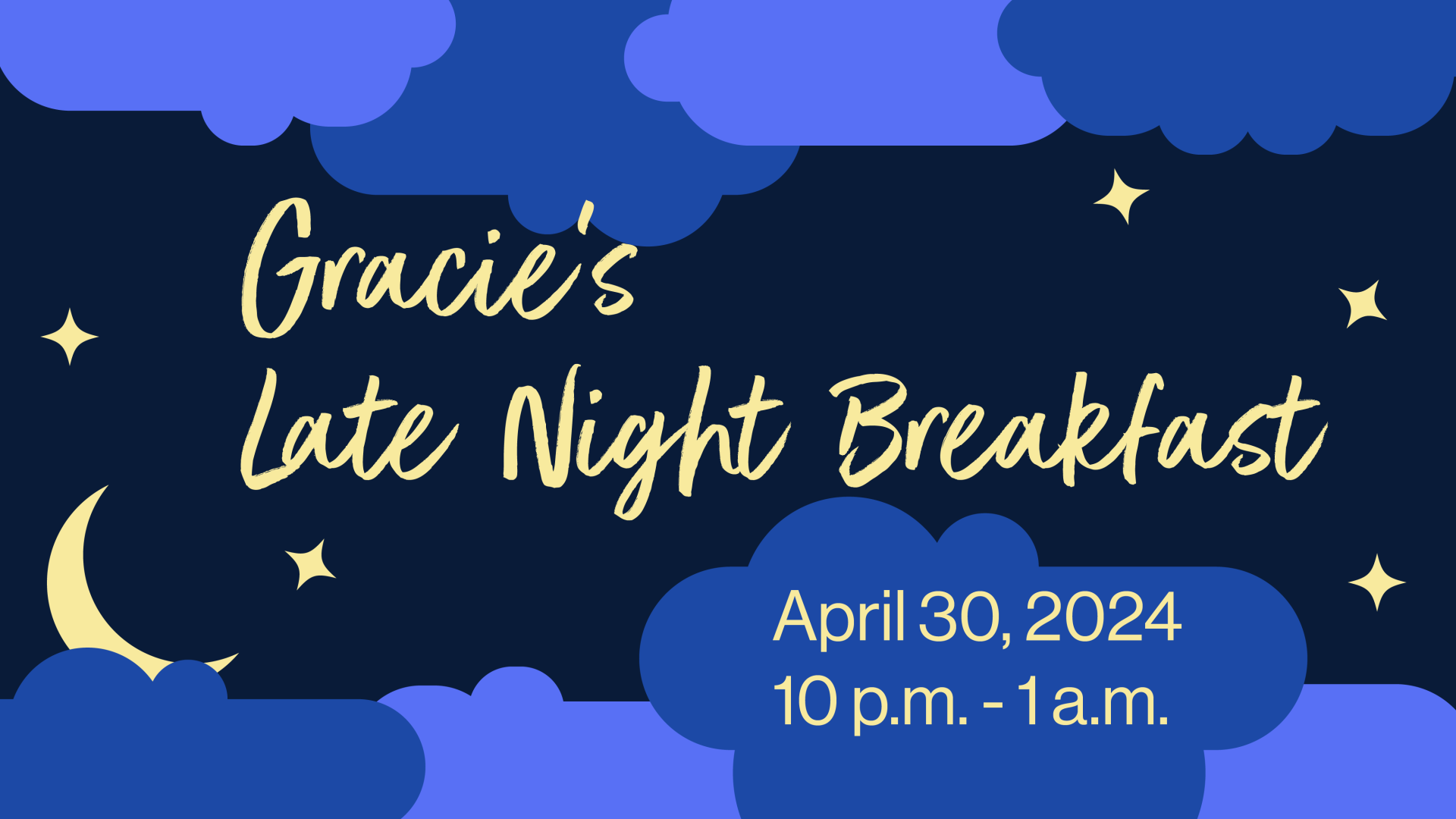 Blue dark sky with event details