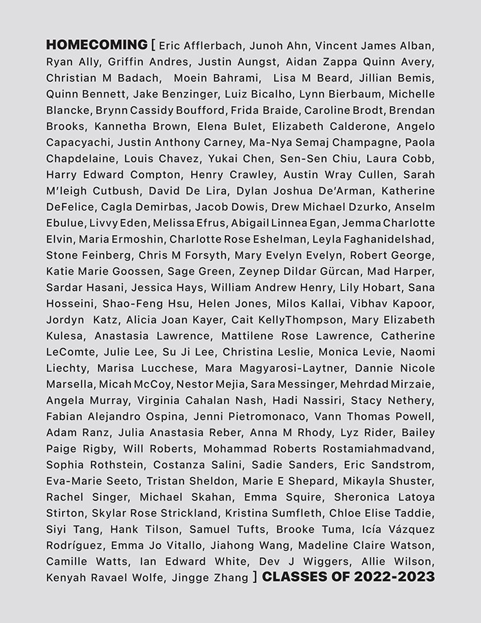 A graphic with the names of more than 100 artists.