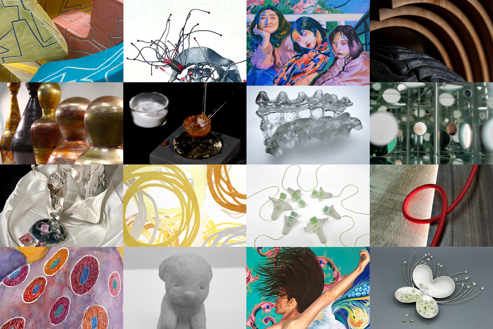 A grid of 16 thesis projects.