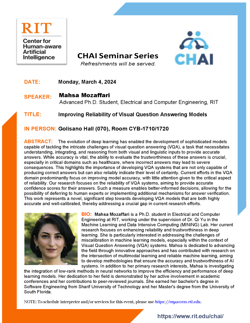 CHAI Seminar Announcement--Mahsa Mozaffari