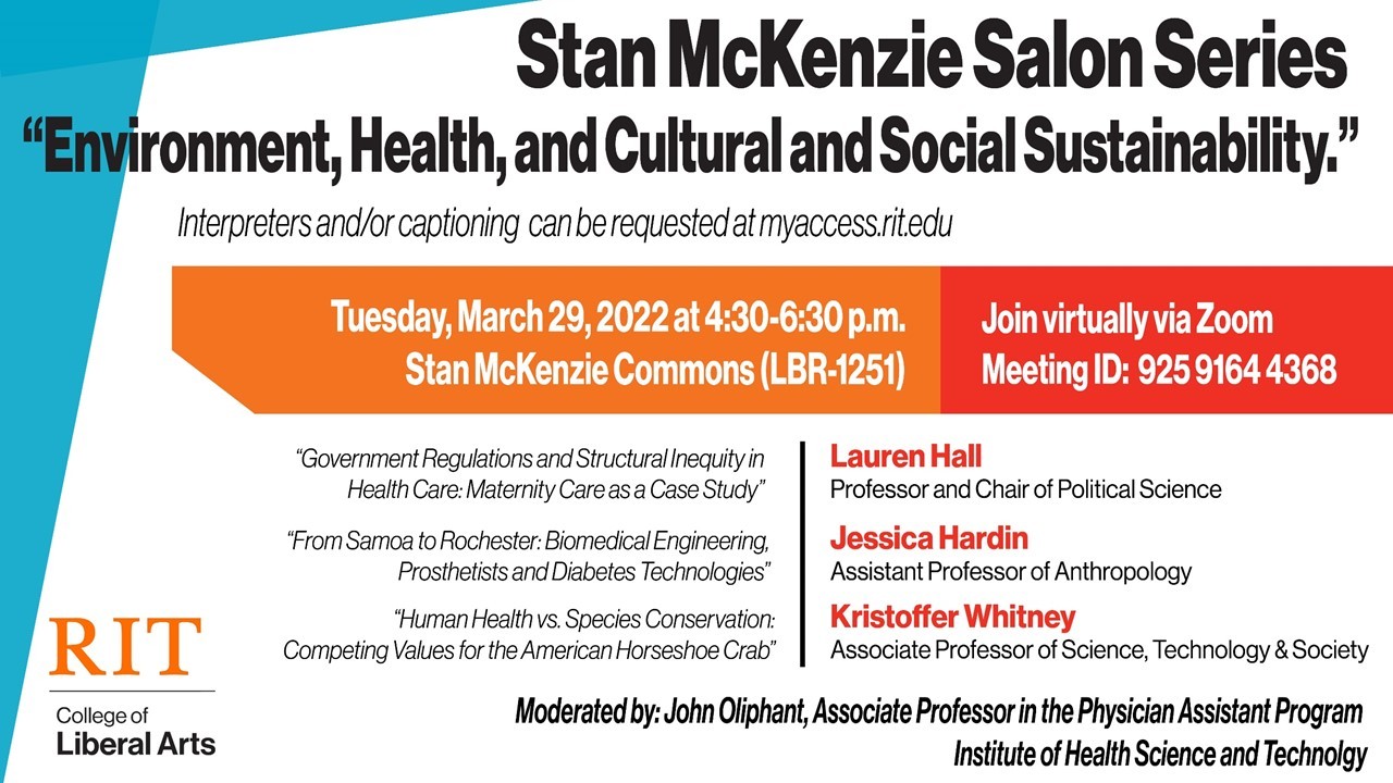 A white background image with colored bars and information regarding the event