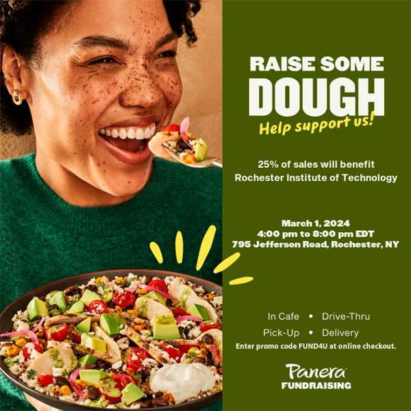 Panera fundraiser, March 1 4pm - 8pm.  Use promo code FUND4U at online checkout.