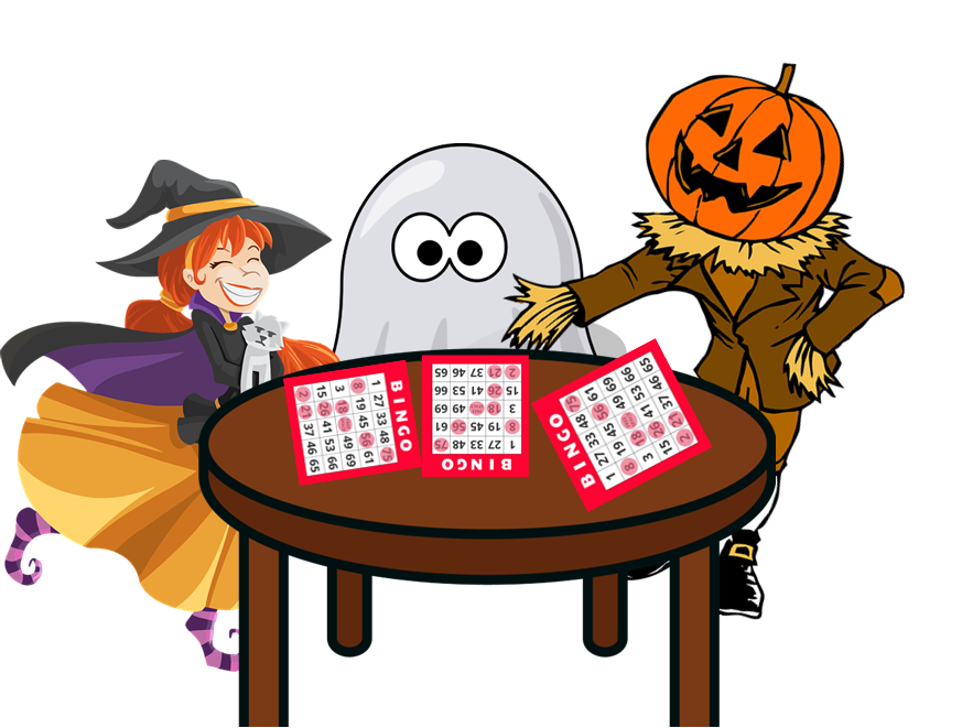 Halloween characters playing BINGO