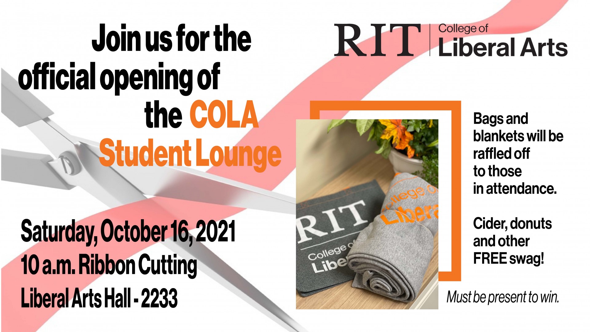 an image with a bag and blanket image and text with information regarding the in person event