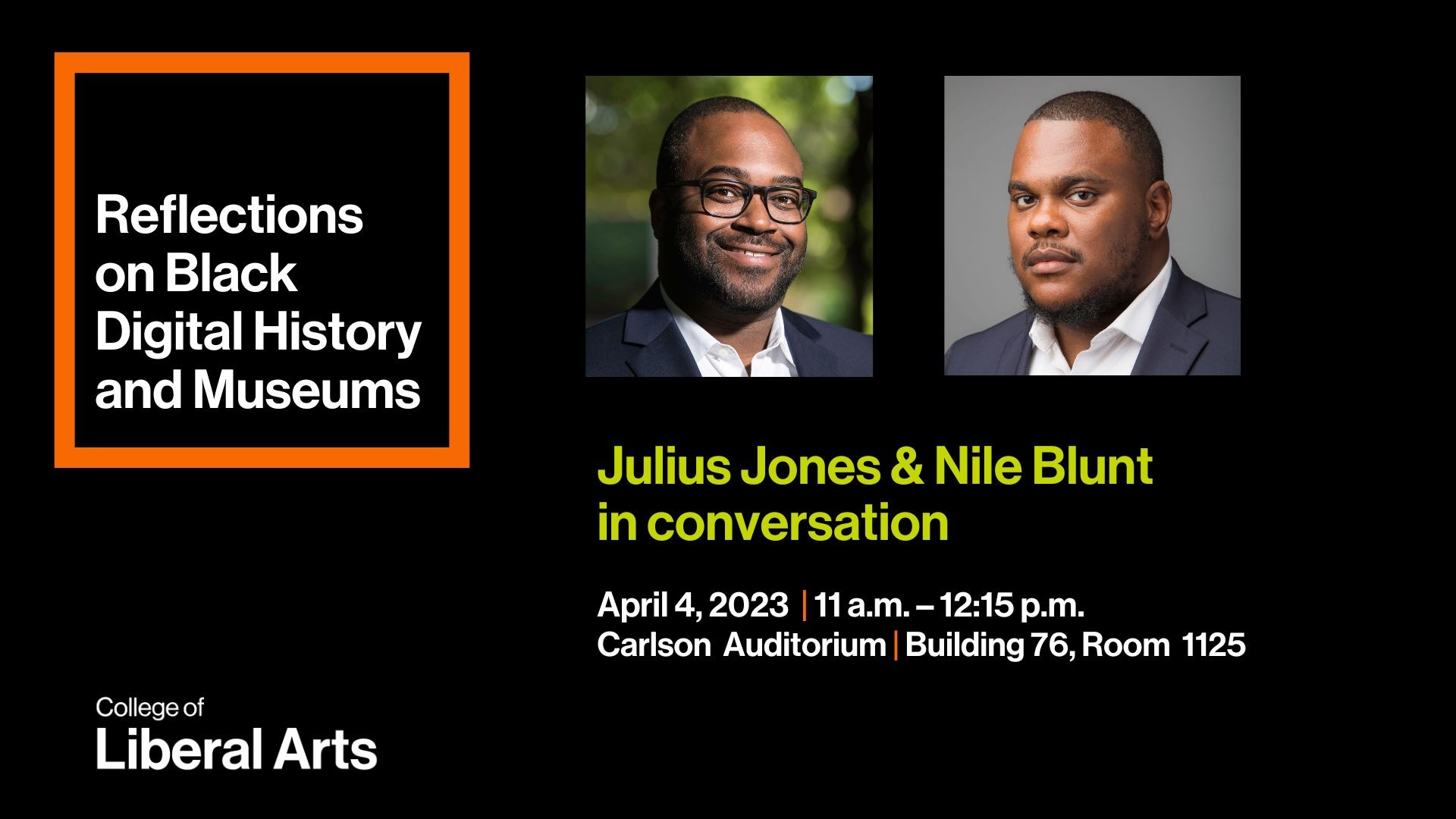 image that says digital black histories and museums with photos of guest speakers