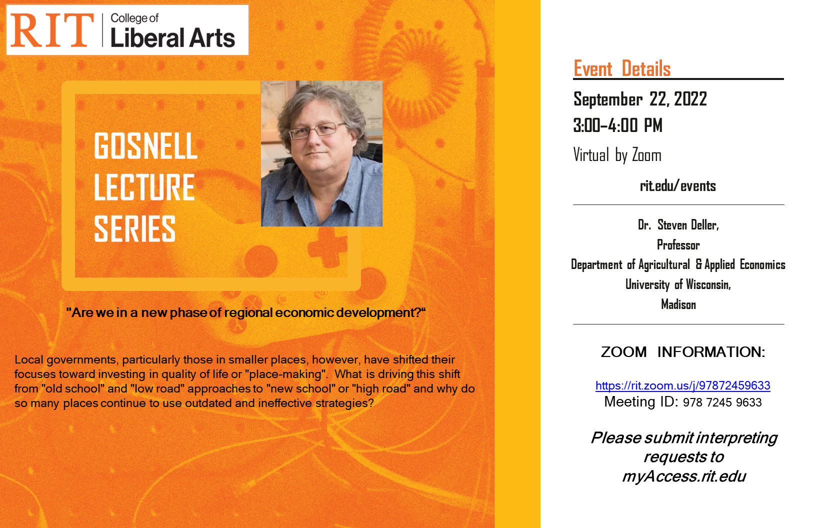 Gosnell Lecture Series - Steven Deller - 9/22/2022
