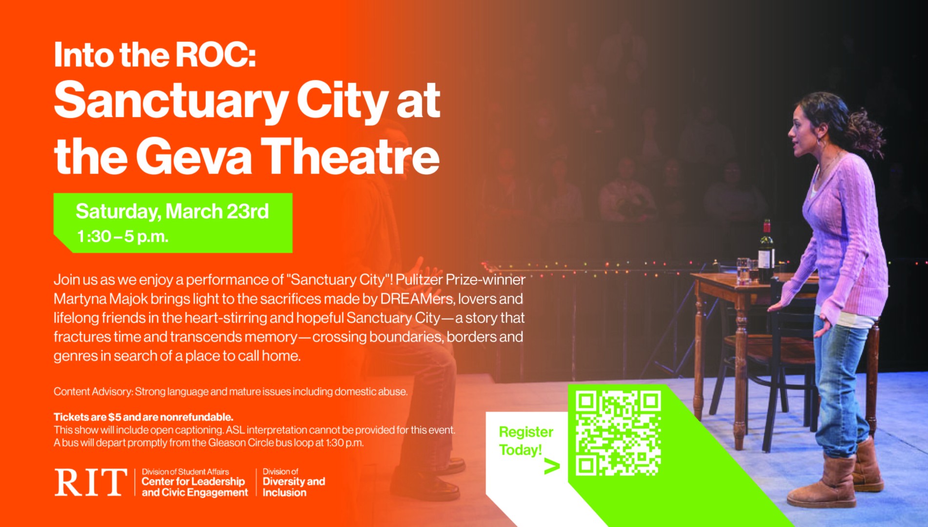 Event graphic for Into the ROC: Sanctuary City at Geva Theatre