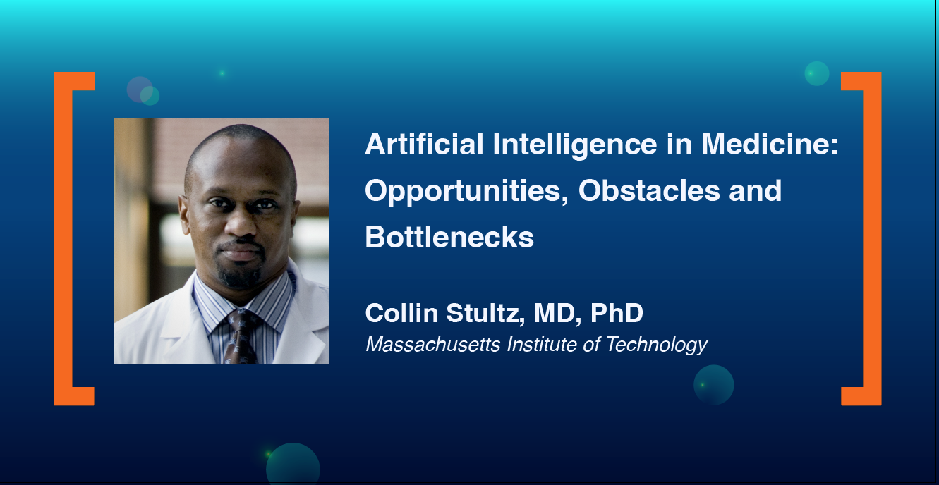 Portrait of Stultz and Title of Talk: Artificial Intelligence in Medicine