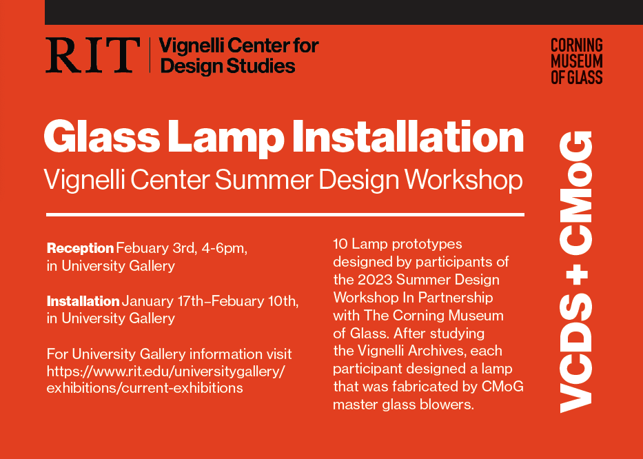 A graphic with text promoting the Glass Lamp Installation.
