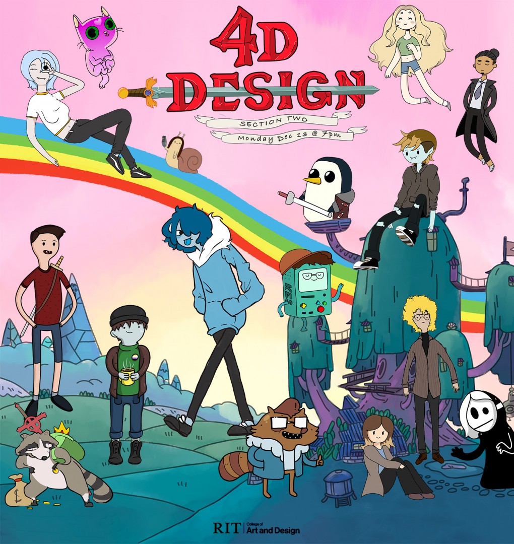 A colorful poster with animated characters.