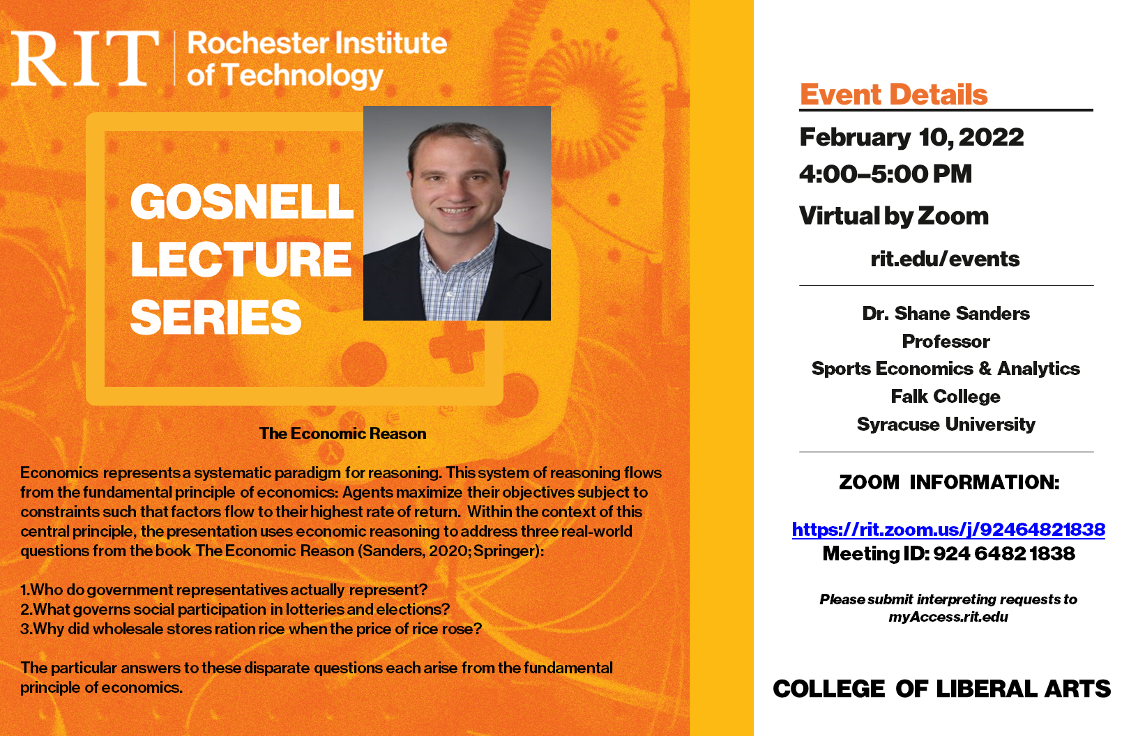 CLA Gosnell Lecture Series - Shane Sanders