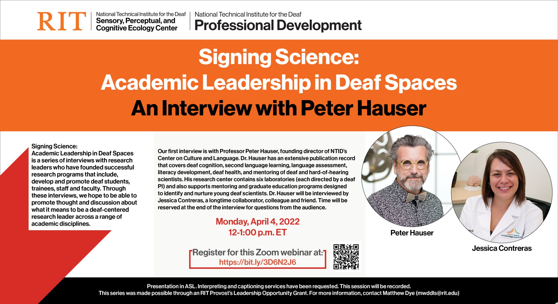 Images of Peter Hauser and Jessica Contreras with content about the event. 