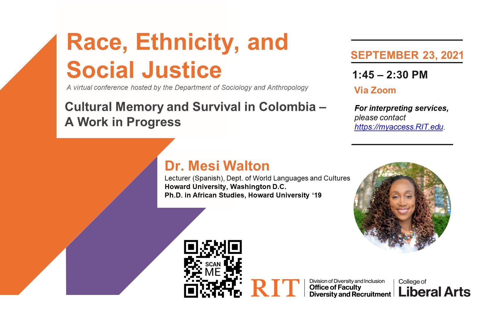 A flyer describing Cultural Memory and Survival in Colombia - A work in progress