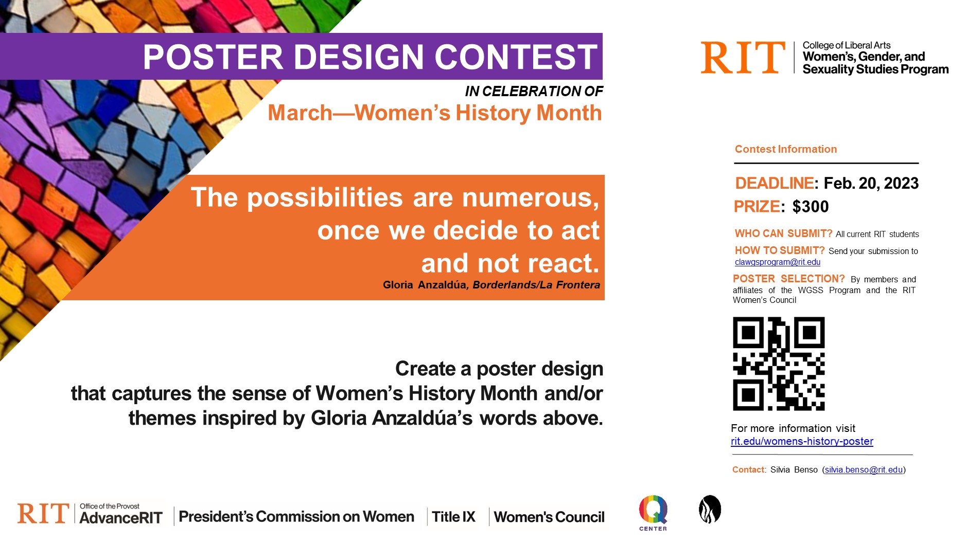 Women's history Month Poster Contest--$300 prize; submission deadline Feb. 20, 2023