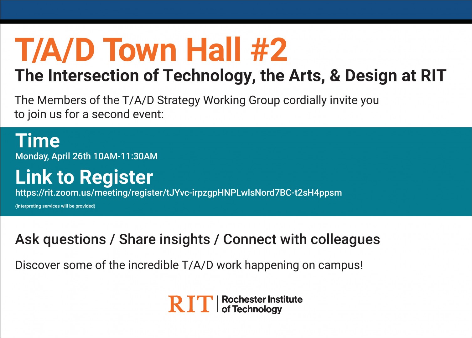 A graphic promoting the TAD Town Hall. 