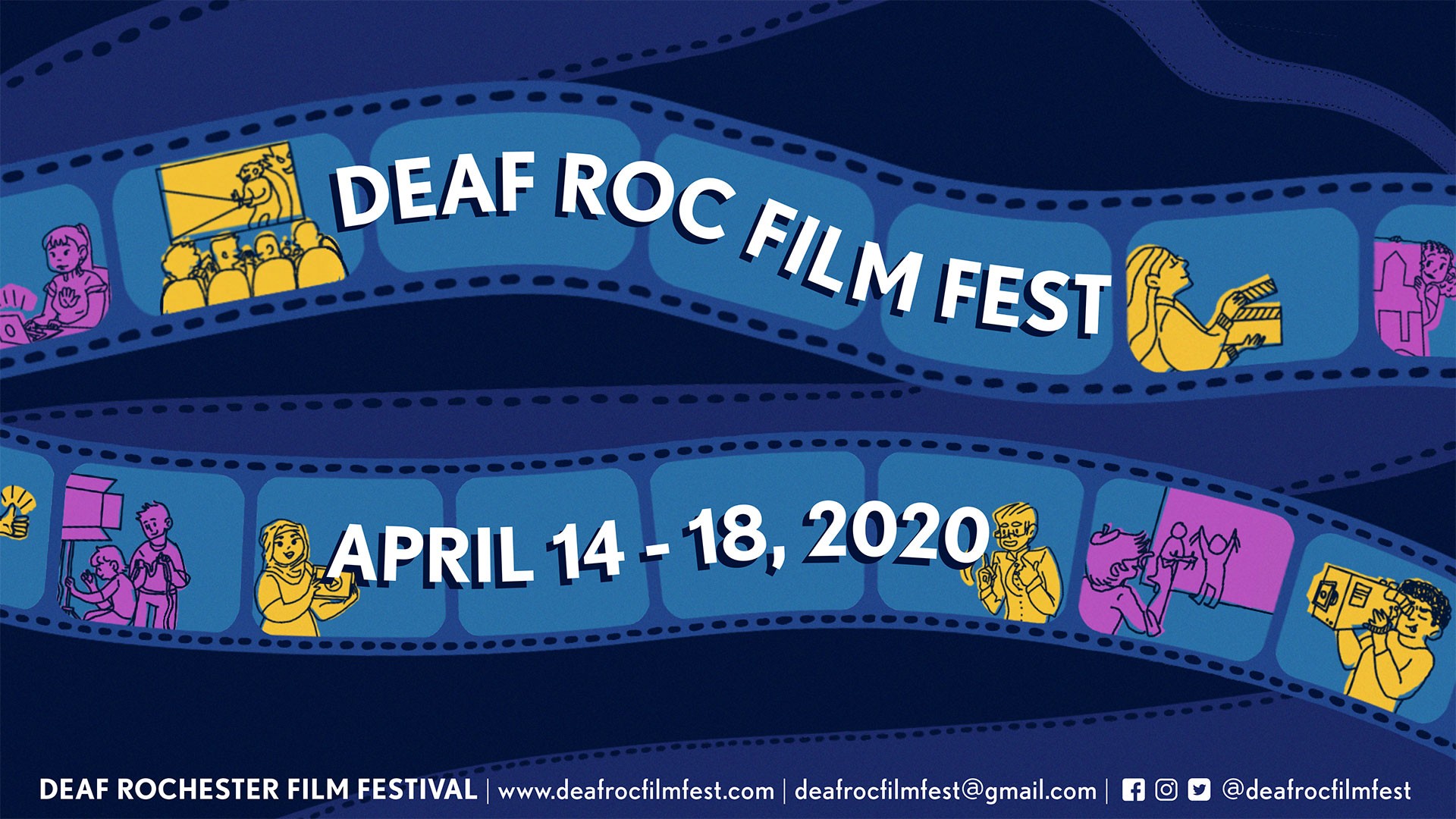 A graphic promoting the Deaf Rochester Film Festival.