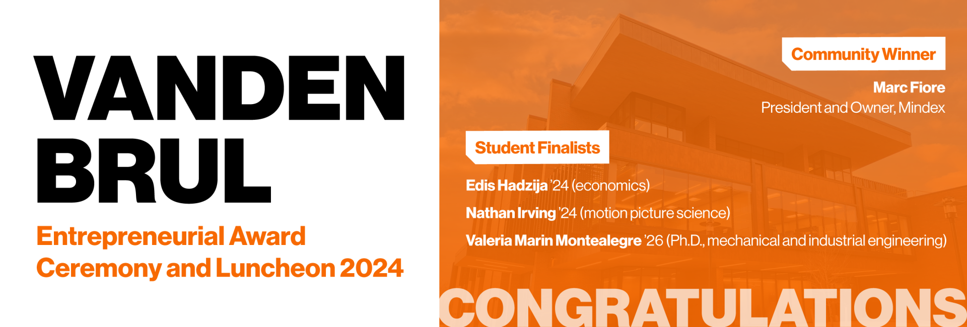 Vanden Brul Entrepreneurial Awards Ceremony and Luncheon