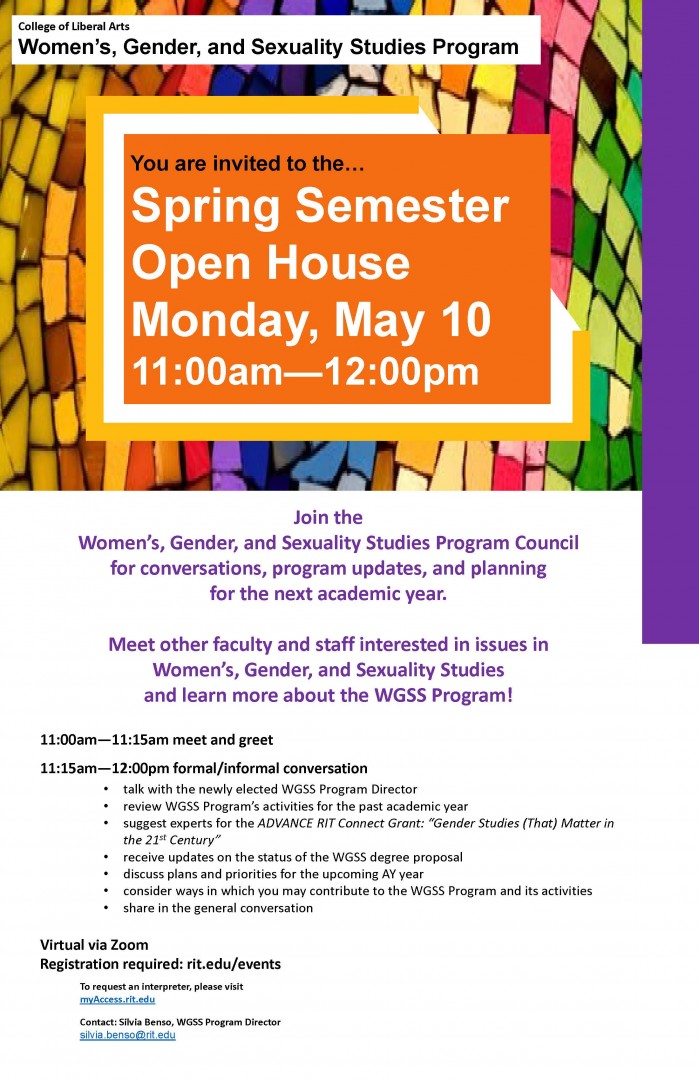 CLA Women's, Gender, and Sexuality Studies Program Open House May 10, 11:00am-12:00pm