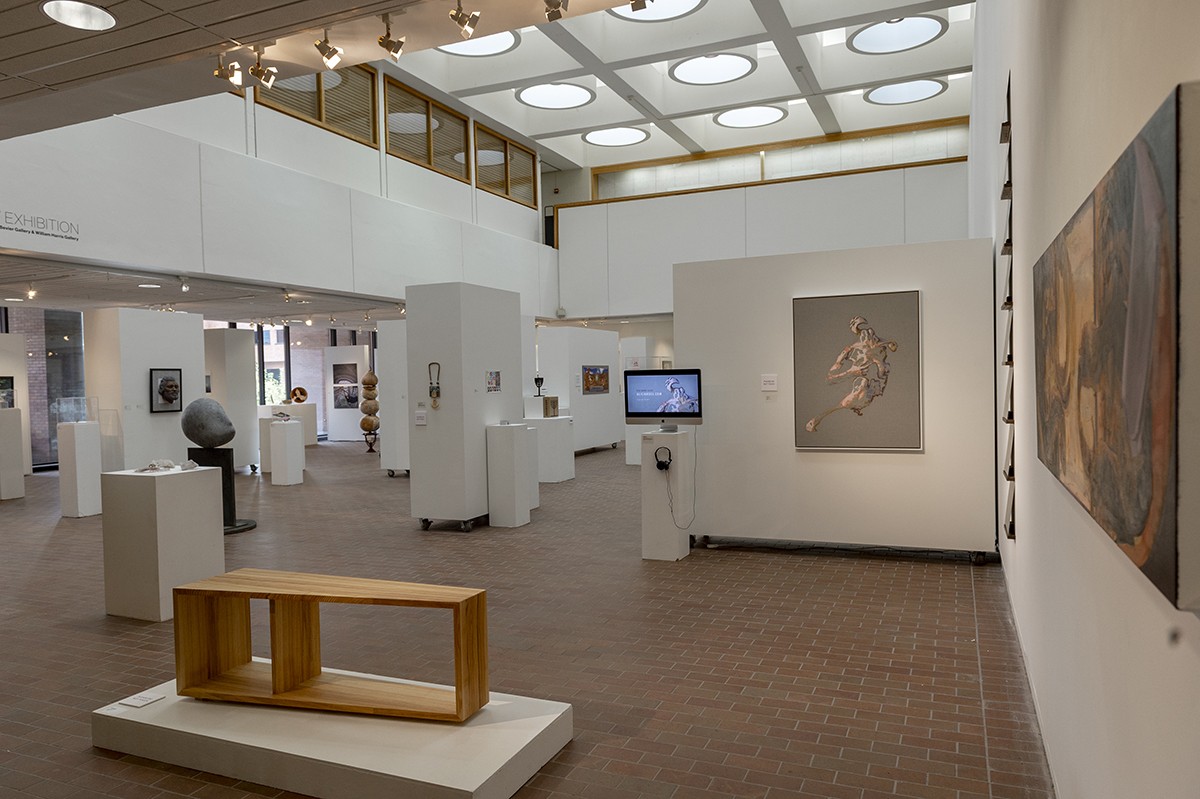 A display of work in Bevier Gallery.