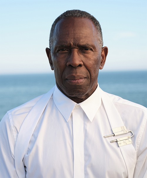 Charles Gaines portrait in a white dress shirt.