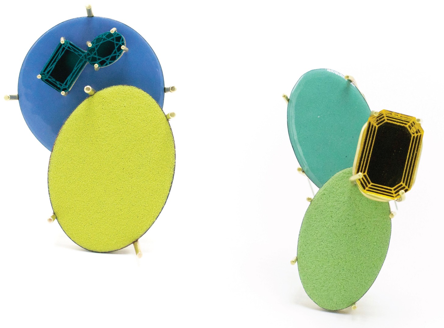Two colorful jewelry pieces side by side.